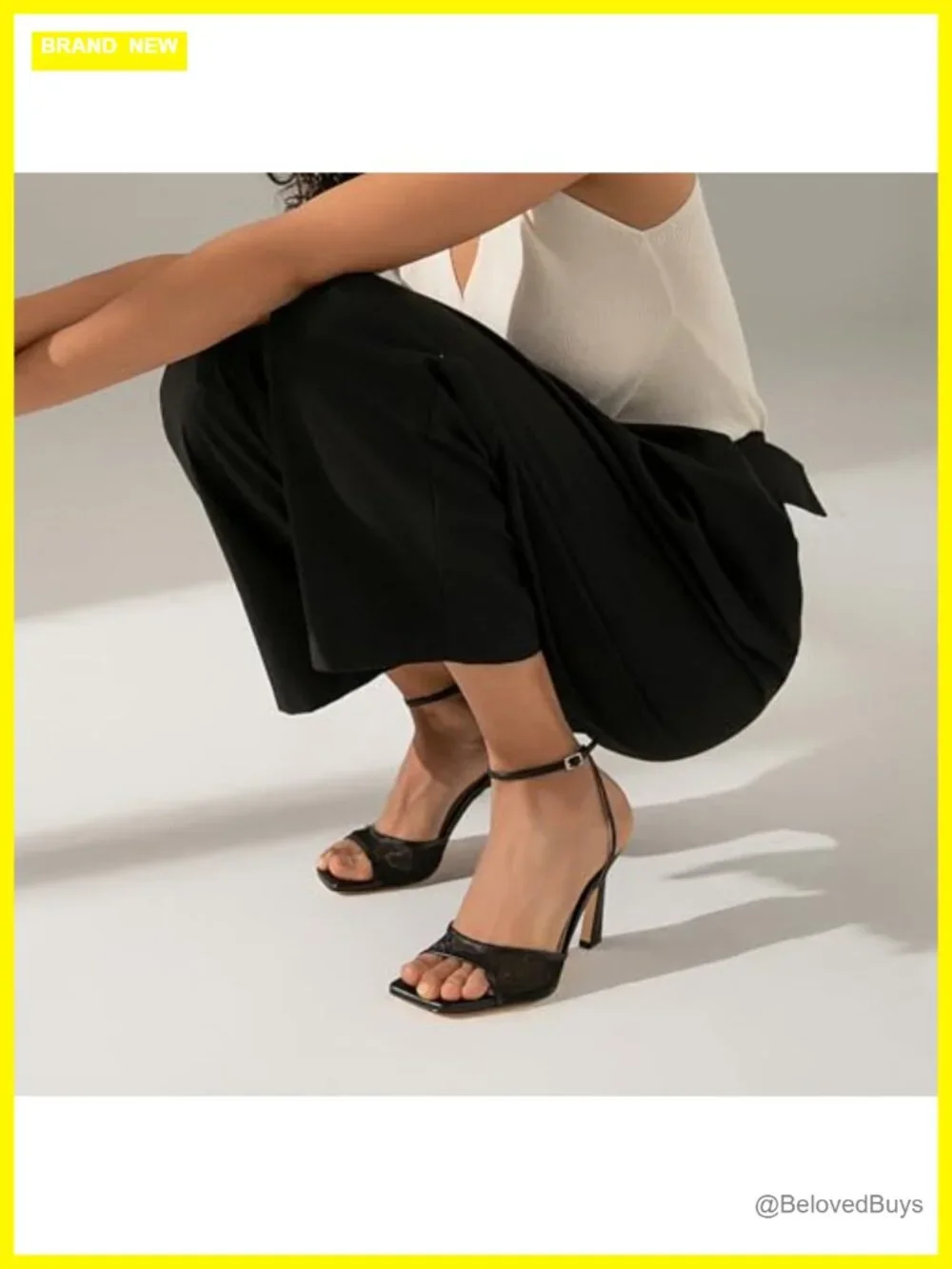 Strappy Heels Women Square Toe Ankle Strap Stiletto Mesh High Heels Dress